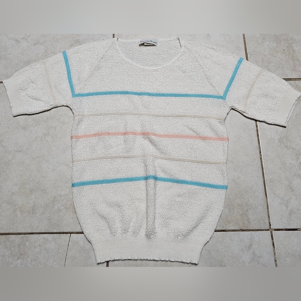 Vintage separate scene short sleeve sweater 80s medium